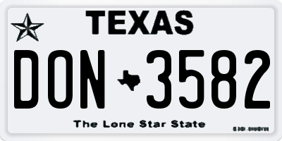 TX license plate DON3582