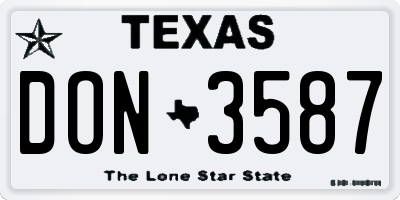 TX license plate DON3587