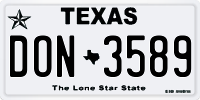 TX license plate DON3589