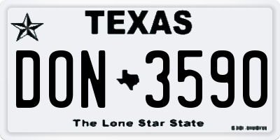 TX license plate DON3590