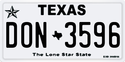 TX license plate DON3596