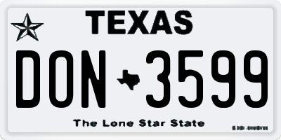 TX license plate DON3599