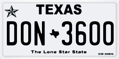 TX license plate DON3600