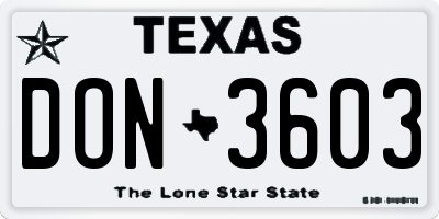 TX license plate DON3603