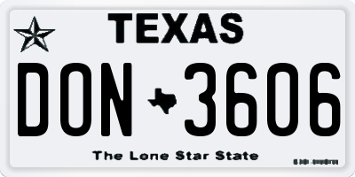 TX license plate DON3606