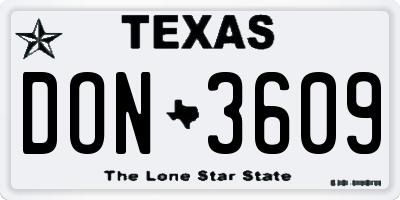 TX license plate DON3609