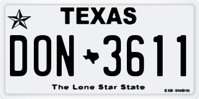 TX license plate DON3611