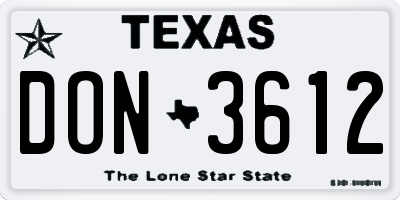 TX license plate DON3612
