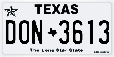 TX license plate DON3613