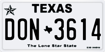 TX license plate DON3614