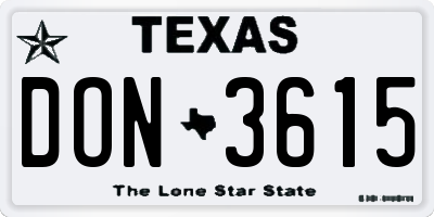 TX license plate DON3615