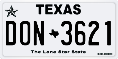 TX license plate DON3621