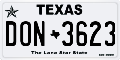 TX license plate DON3623