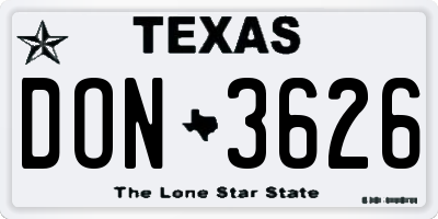 TX license plate DON3626