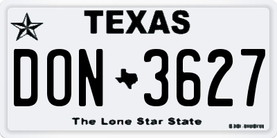 TX license plate DON3627