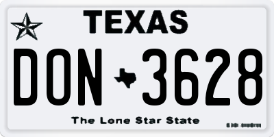 TX license plate DON3628