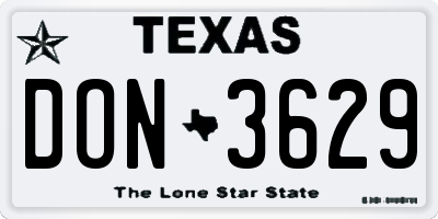 TX license plate DON3629