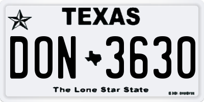 TX license plate DON3630