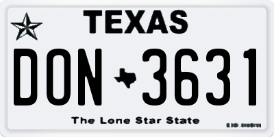 TX license plate DON3631