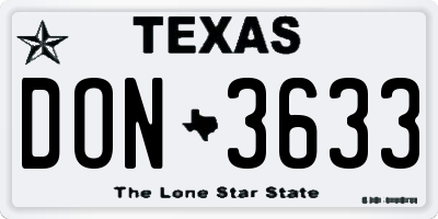 TX license plate DON3633