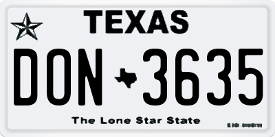 TX license plate DON3635