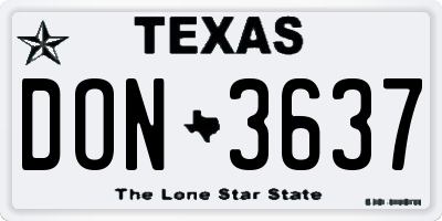 TX license plate DON3637