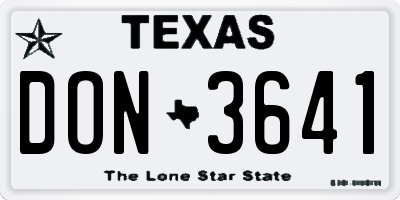 TX license plate DON3641