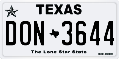 TX license plate DON3644