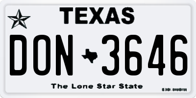 TX license plate DON3646