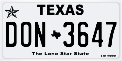 TX license plate DON3647