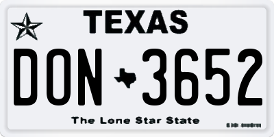 TX license plate DON3652