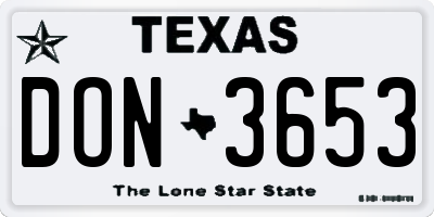 TX license plate DON3653