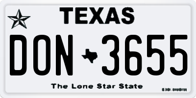 TX license plate DON3655