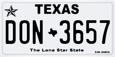 TX license plate DON3657