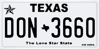 TX license plate DON3660