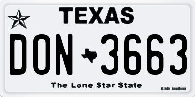 TX license plate DON3663