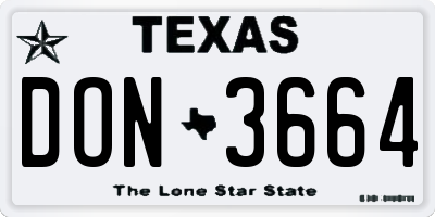 TX license plate DON3664