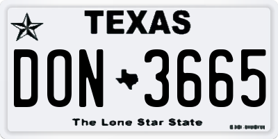 TX license plate DON3665