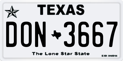 TX license plate DON3667