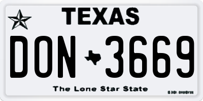 TX license plate DON3669