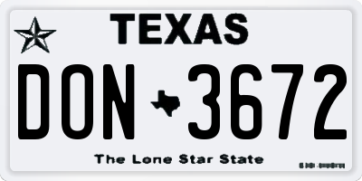 TX license plate DON3672