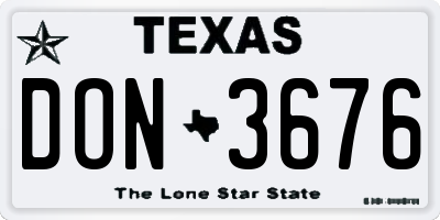 TX license plate DON3676
