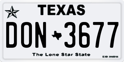 TX license plate DON3677