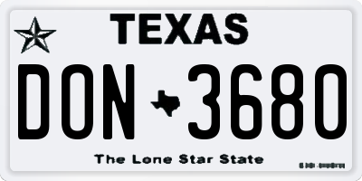 TX license plate DON3680