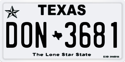 TX license plate DON3681
