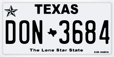 TX license plate DON3684