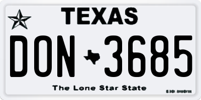 TX license plate DON3685