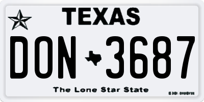 TX license plate DON3687