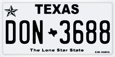 TX license plate DON3688