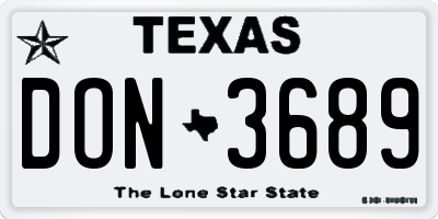 TX license plate DON3689